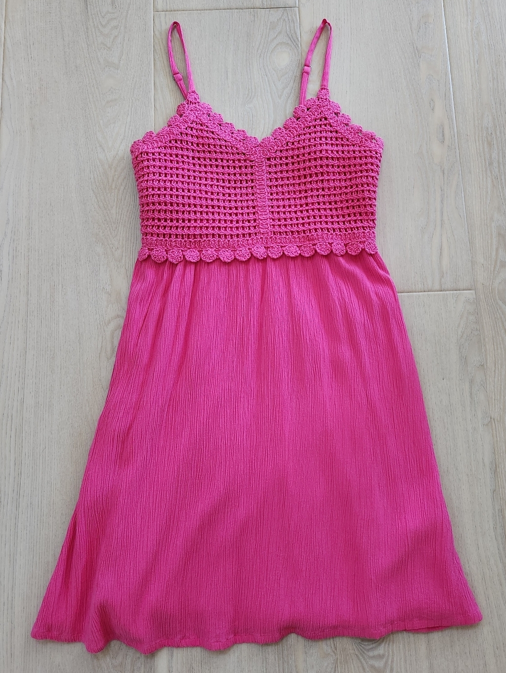 🌷Pink Crochet Bust Sundress